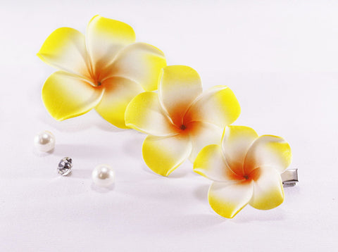 3pcs  4cm /6cm /8cm /10cm /12cmFoam Hawaiian Plumeria flower hairpin Frangipani Flower bridal hair clip