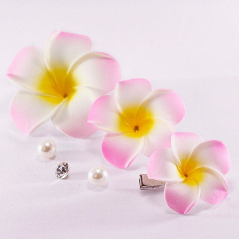 3pcs  4cm /6cm /8cm /10cm /12cmFoam Hawaiian Plumeria flower hairpin Frangipani Flower bridal hair clip