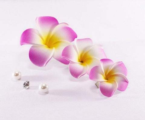 3pcs  4cm /6cm /8cm /10cm /12cmFoam Hawaiian Plumeria flower hairpin Frangipani Flower bridal hair clip