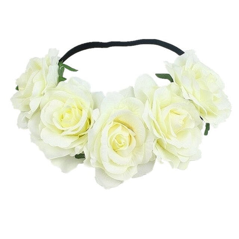 Bohemia Bride Rose Flower Wreath Headbands Girls Fashion Crown Hairband Wedding Headband Garland Hair Accessories