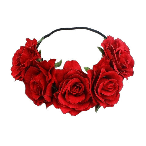 Bohemia Bride Rose Flower Wreath Headbands Girls Fashion Crown Hairband Wedding Headband Garland Hair Accessories