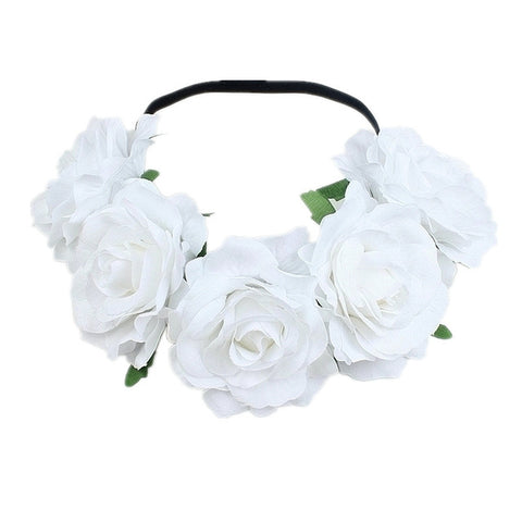 Bohemia Bride Rose Flower Wreath Headbands Girls Fashion Crown Hairband Wedding Headband Garland Hair Accessories