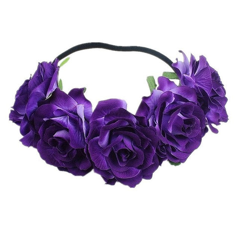 Bohemia Bride Rose Flower Wreath Headbands Girls Fashion Crown Hairband Wedding Headband Garland Hair Accessories