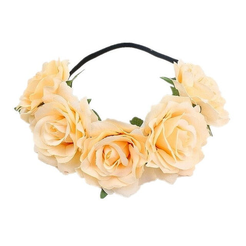 Bohemia Bride Rose Flower Wreath Headbands Girls Fashion Crown Hairband Wedding Headband Garland Hair Accessories