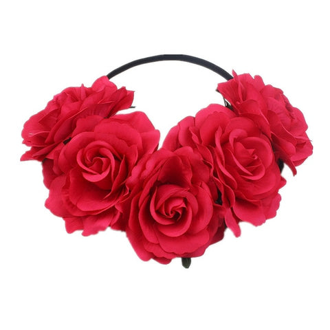 Bohemia Bride Rose Flower Wreath Headbands Girls Fashion Crown Hairband Wedding Headband Garland Hair Accessories