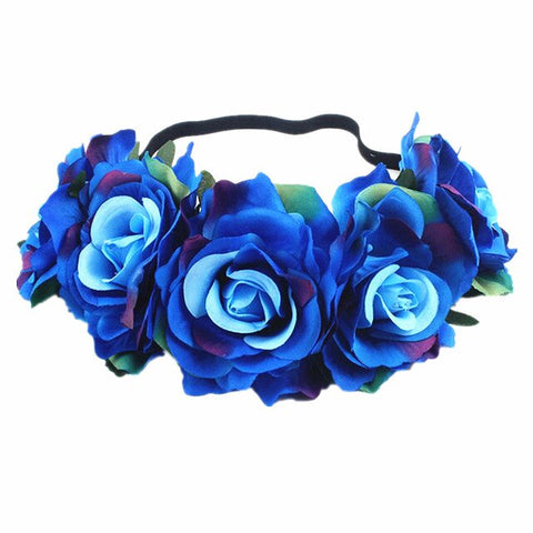 Bohemia Bride Rose Flower Wreath Headbands Girls Fashion Crown Hairband Wedding Headband Garland Hair Accessories