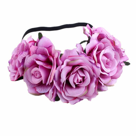 Bohemia Bride Rose Flower Wreath Headbands Girls Fashion Crown Hairband Wedding Headband Garland Hair Accessories