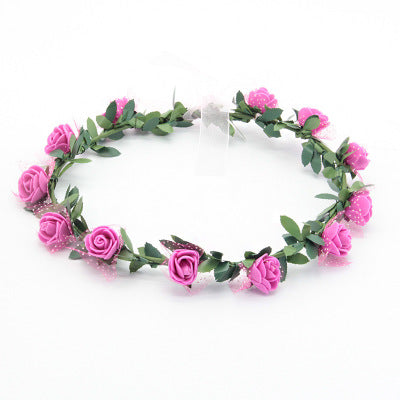 Bohemia Bride Rose Flower Wreath Headbands Girls Fashion Crown Hairband Wedding Headband Garland Hair Accessories