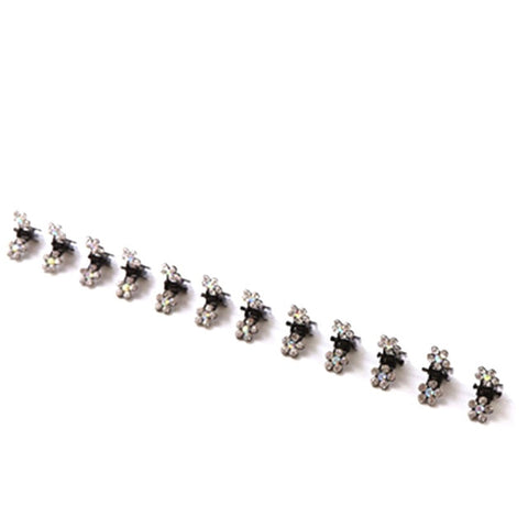 12PCS Girls Small Crystal Flowers Metal Hair Claws Children Mini Rhinestone Hair Clamp Kids Hair Oranment Clips Baby Hairpins