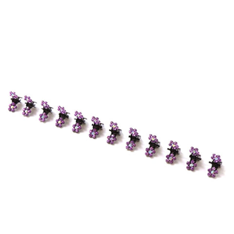 12PCS Girls Small Crystal Flowers Metal Hair Claws Children Mini Rhinestone Hair Clamp Kids Hair Oranment Clips Baby Hairpins