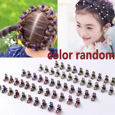 12PCS Girls Small Crystal Flowers Metal Hair Claws Children Mini Rhinestone Hair Clamp Kids Hair Oranment Clips Baby Hairpins