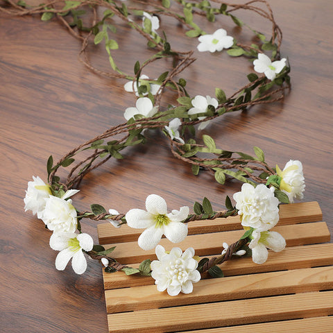 Haimeikang Bohemian Wreath Hair Band Flower Crown Women Rattan Simulation Flower Headband Wrist  Headwear Hair Accessories