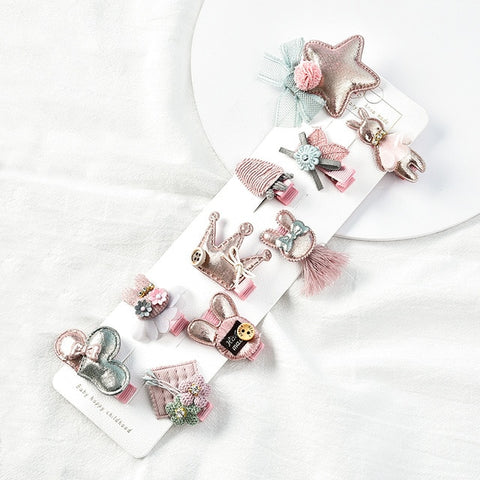 Raindo 18 Pcs/Box Children Cute Hair Accessories Set Baby Fabric Bow Flower Hairpins Barrettes Hair clips Girls Headdress Gift