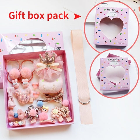 Raindo 18 Pcs/Box Children Cute Hair Accessories Set Baby Fabric Bow Flower Hairpins Barrettes Hair clips Girls Headdress Gift