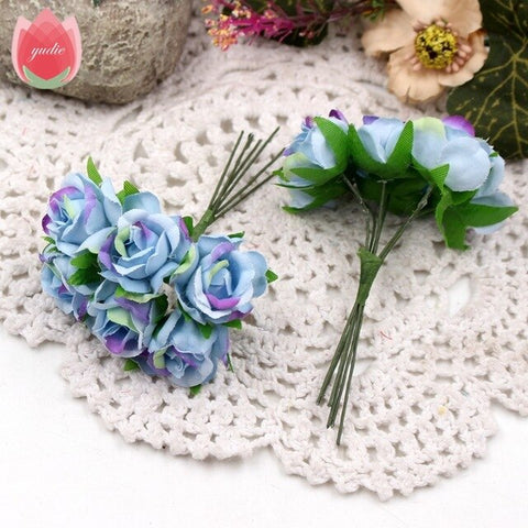 6pcs 3cm Silk Handmade Rose Artificial Flowers For Wedding Party Home Box Decoration DIY Marriage Rosa Corsage Garland Supplies