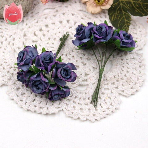 6pcs 3cm Silk Handmade Rose Artificial Flowers For Wedding Party Home Box Decoration DIY Marriage Rosa Corsage Garland Supplies