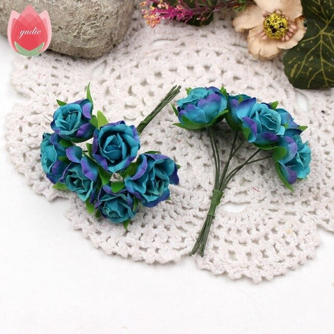 6pcs 3cm Silk Handmade Rose Artificial Flowers For Wedding Party Home Box Decoration DIY Marriage Rosa Corsage Garland Supplies