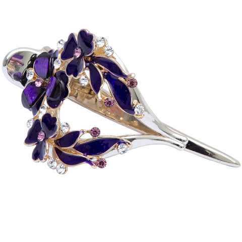 Haimeikang Female Colorful Flower Hollow Heart Hair Clip Barrette Hair Accessories Women Fashion Rhinestone Hairpin Headwear