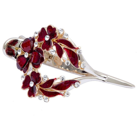 Haimeikang Female Colorful Flower Hollow Heart Hair Clip Barrette Hair Accessories Women Fashion Rhinestone Hairpin Headwear