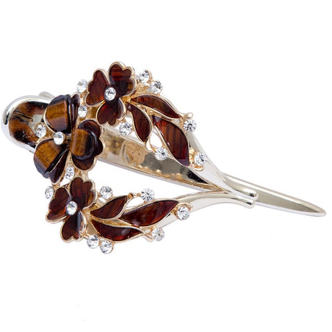 Haimeikang Female Colorful Flower Hollow Heart Hair Clip Barrette Hair Accessories Women Fashion Rhinestone Hairpin Headwear