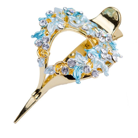 Haimeikang Female Colorful Flower Hollow Heart Hair Clip Barrette Hair Accessories Women Fashion Rhinestone Hairpin Headwear