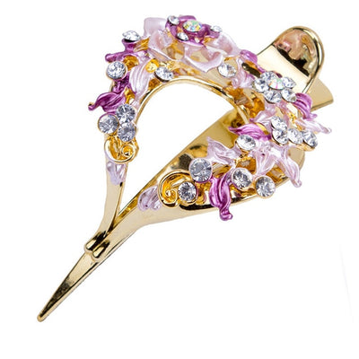 Haimeikang Female Colorful Flower Hollow Heart Hair Clip Barrette Hair Accessories Women Fashion Rhinestone Hairpin Headwear