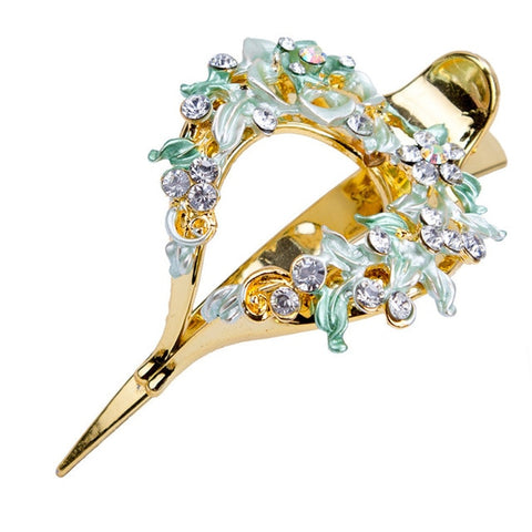 Haimeikang Female Colorful Flower Hollow Heart Hair Clip Barrette Hair Accessories Women Fashion Rhinestone Hairpin Headwear