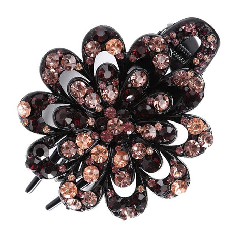 Haimeikang Female Colorful Flower Hollow Heart Hair Clip Barrette Hair Accessories Women Fashion Rhinestone Hairpin Headwear