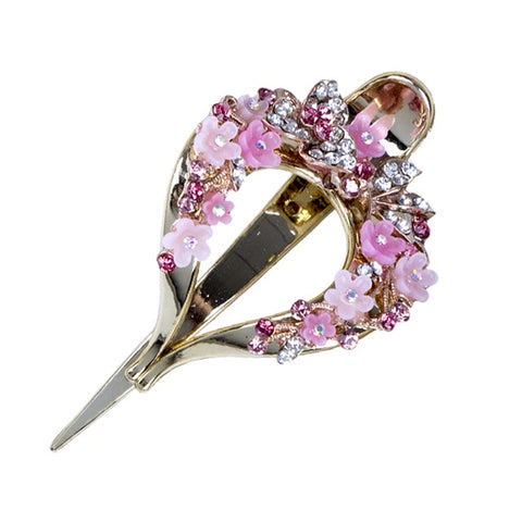 Haimeikang Female Colorful Flower Hollow Heart Hair Clip Barrette Hair Accessories Women Fashion Rhinestone Hairpin Headwear