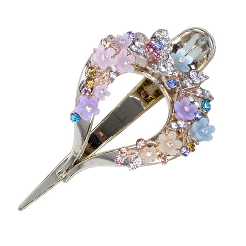 Haimeikang Female Colorful Flower Hollow Heart Hair Clip Barrette Hair Accessories Women Fashion Rhinestone Hairpin Headwear