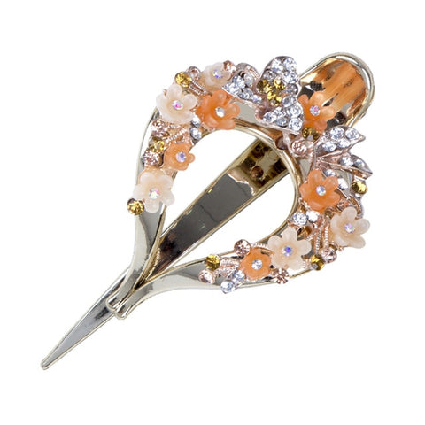 Haimeikang Female Colorful Flower Hollow Heart Hair Clip Barrette Hair Accessories Women Fashion Rhinestone Hairpin Headwear