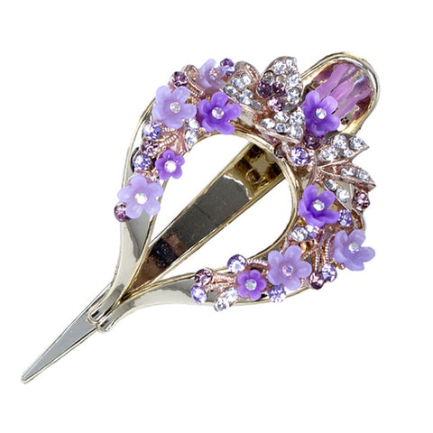 Haimeikang Female Colorful Flower Hollow Heart Hair Clip Barrette Hair Accessories Women Fashion Rhinestone Hairpin Headwear
