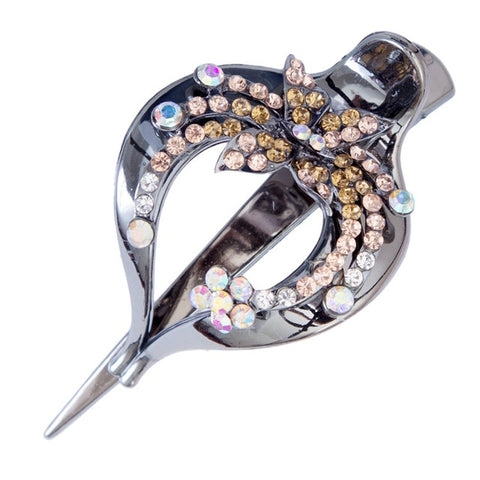 Haimeikang Female Colorful Flower Hollow Heart Hair Clip Barrette Hair Accessories Women Fashion Rhinestone Hairpin Headwear