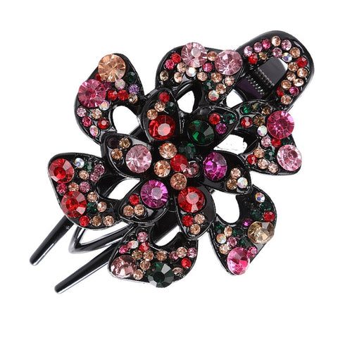 Haimeikang Female Colorful Flower Hollow Heart Hair Clip Barrette Hair Accessories Women Fashion Rhinestone Hairpin Headwear