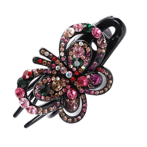 Haimeikang Female Colorful Flower Hollow Heart Hair Clip Barrette Hair Accessories Women Fashion Rhinestone Hairpin Headwear