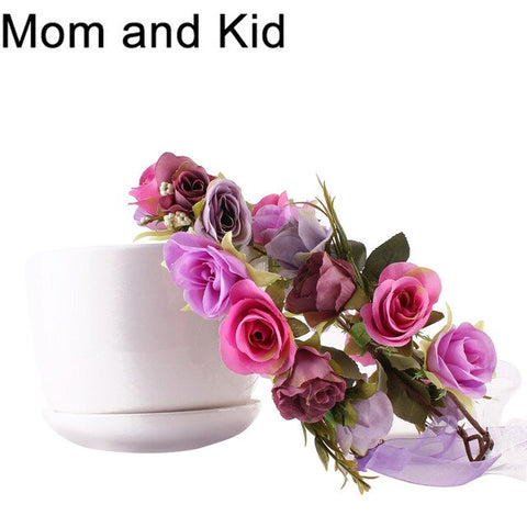 Mom and Me Matching Flower Headband 2020 Lovely Newborn Headband Flower Crown Wreath Mother Kids Garland Hair Band Accessories
