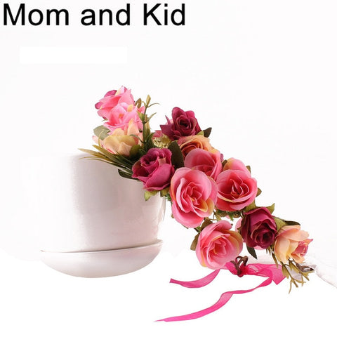 Mom and Me Matching Flower Headband 2020 Lovely Newborn Headband Flower Crown Wreath Mother Kids Garland Hair Band Accessories