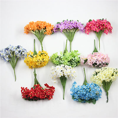 12 pcs Mini Stamen Silk Plum Artificial Flowers Bouquet For Wedding Decoration DIY Decorative Garland Artificial Flowers