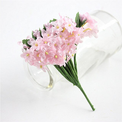 12 pcs Mini Stamen Silk Plum Artificial Flowers Bouquet For Wedding Decoration DIY Decorative Garland Artificial Flowers