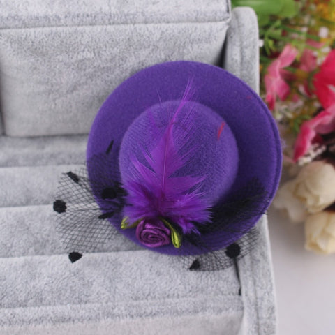 Hot Sale Cute Hat Hair Barrettes Baby Girls Party Prom Shiny Hair Clip Children's Hat Feathered Flower Hair Accessories Hairpins