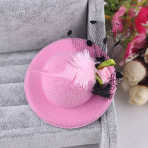 Hot Sale Cute Hat Hair Barrettes Baby Girls Party Prom Shiny Hair Clip Children's Hat Feathered Flower Hair Accessories Hairpins