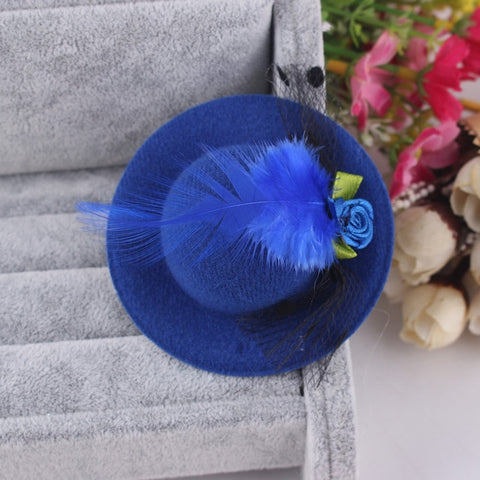 Hot Sale Cute Hat Hair Barrettes Baby Girls Party Prom Shiny Hair Clip Children's Hat Feathered Flower Hair Accessories Hairpins