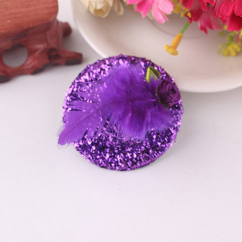 Hot Sale Cute Hat Hair Barrettes Baby Girls Party Prom Shiny Hair Clip Children's Hat Feathered Flower Hair Accessories Hairpins