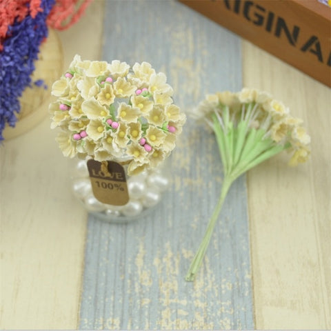 8pcs/lot Mini Paper Rose Flower Bouquet For Home Wedding Decoration Christmas DIY Scrapbook Garland Wreath Craft Fake Flowers