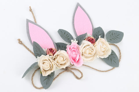 Spring Summer Children's Headband Tieback Bunny Crown Garland Seaside Holiday Imitation Rabbit Ear Hair Band Baby Flower Crown