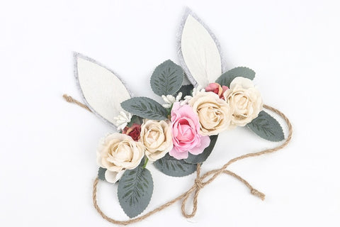 Spring Summer Children's Headband Tieback Bunny Crown Garland Seaside Holiday Imitation Rabbit Ear Hair Band Baby Flower Crown