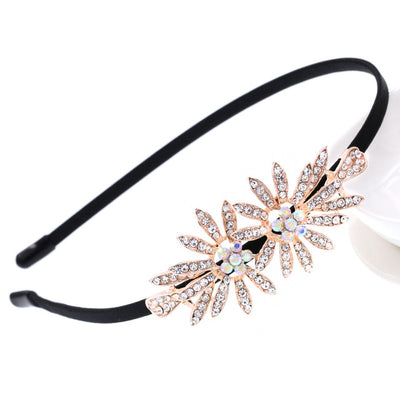 Korean Jewelry Shine Rhinestone Headband Flower Flora Princess Bride Headdress Tiara Crown Cute Girls Hair Accessories Headbands