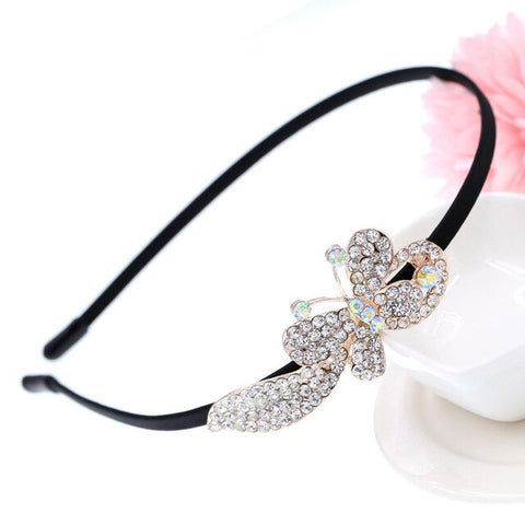 Korean Jewelry Shine Rhinestone Headband Flower Flora Princess Bride Headdress Tiara Crown Cute Girls Hair Accessories Headbands