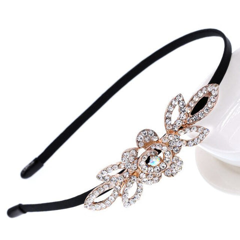 Korean Jewelry Shine Rhinestone Headband Flower Flora Princess Bride Headdress Tiara Crown Cute Girls Hair Accessories Headbands