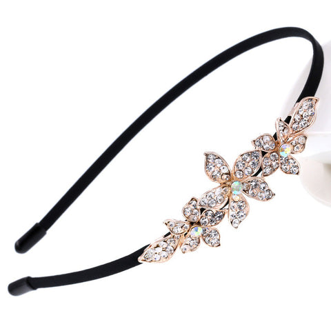 Korean Jewelry Shine Rhinestone Headband Flower Flora Princess Bride Headdress Tiara Crown Cute Girls Hair Accessories Headbands